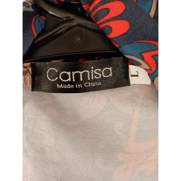 Camisa Open Top Size L Multicolor Floral Pockets - Picture 8 of 9